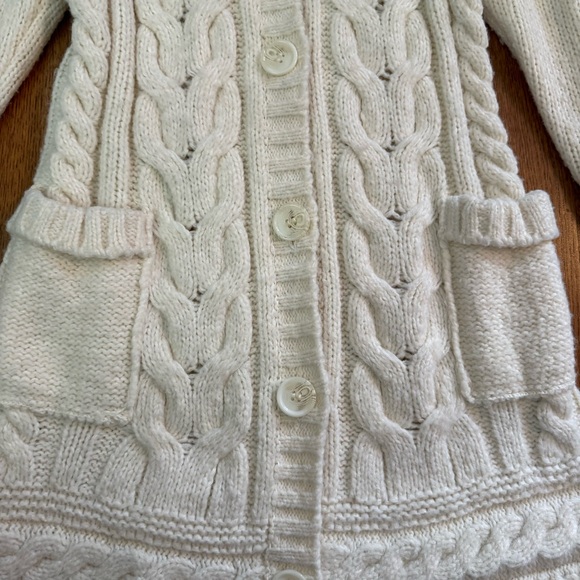 Vintage Ivory Cable Knit Button Down Cardigan With Pockets Women Size Small - Picture 4 of 14